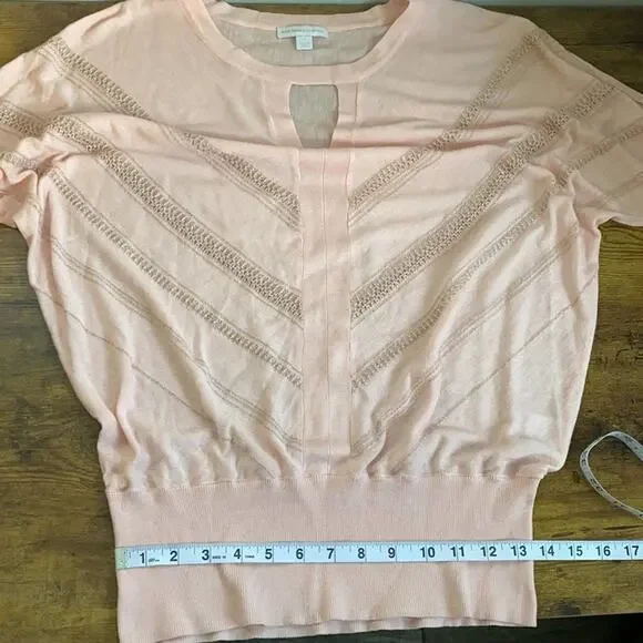 NY&Co Light Pink Ribbed Waist Mid Sleeve Sweater - Picture 7 of 9